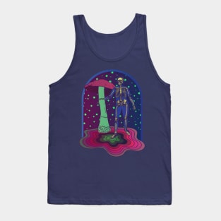 Psychedelic Skeleton with Magic Mushroom - Psychedelic Tie Dye Tank Top